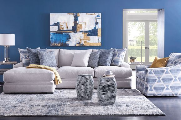 Holiday Grove Blue Textured 2 Pc With Chaise Right Sectional - Rooms To Go