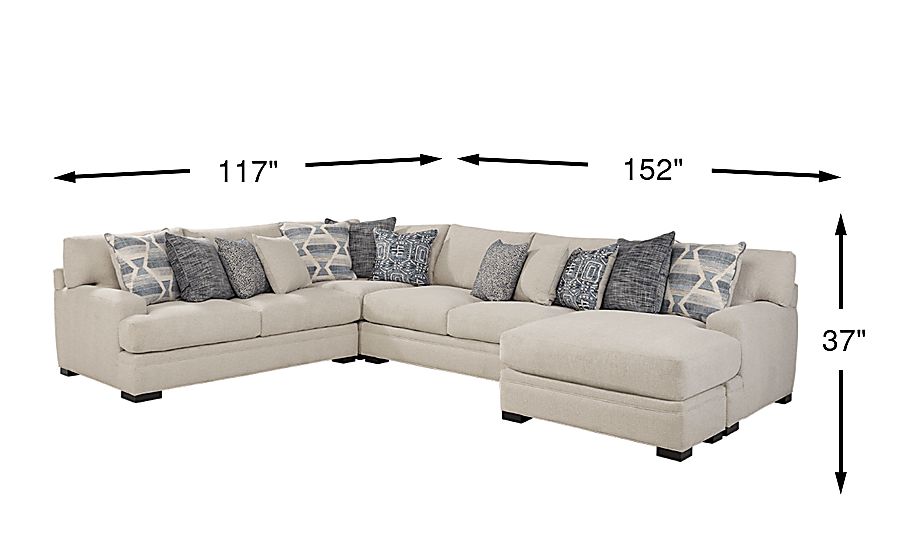 Cindy Crawford Home Bedford Park Ivory 3 Pc Sectional with Chaise Rooms To Go
