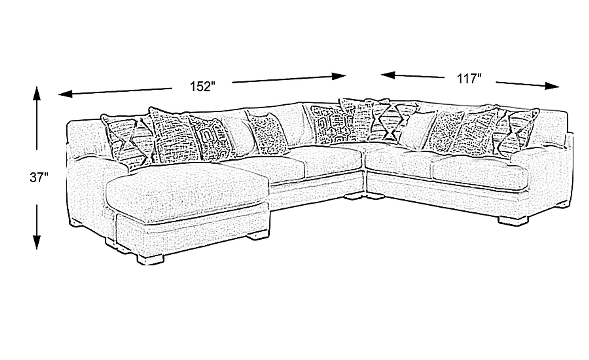 Cindy Crawford Bedford Park Ivory Beige Plush 3 Pc With Chaise Right ...