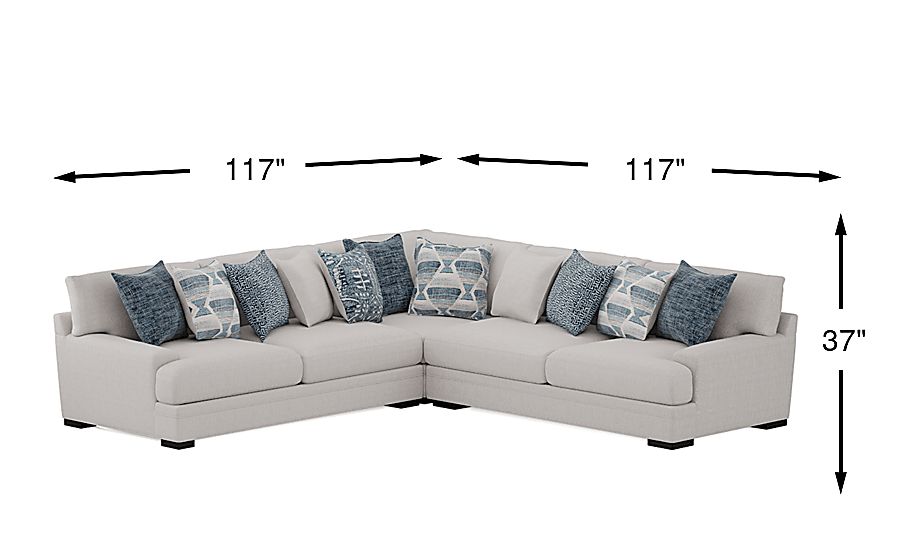 Cindy Crawford Home Bedford Park Ivory 3 Pc Sectional Rooms To Go