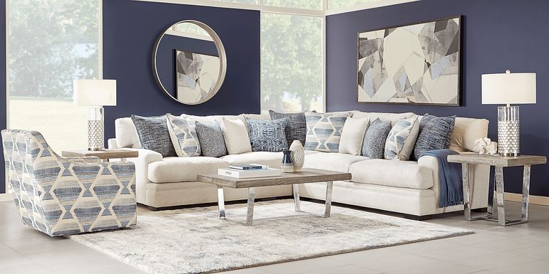 Cindy Crawford Home Bedford Park Ivory 3 Pc Sectional