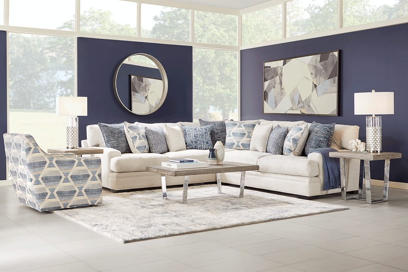 Cindy Crawford Home Bedford Park Ivory 4 Pc Sectional Living Room