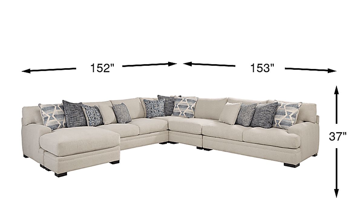 Cindy Crawford Home Bedford Park Ivory 4 Pc Sectional with Chaise Rooms To Go