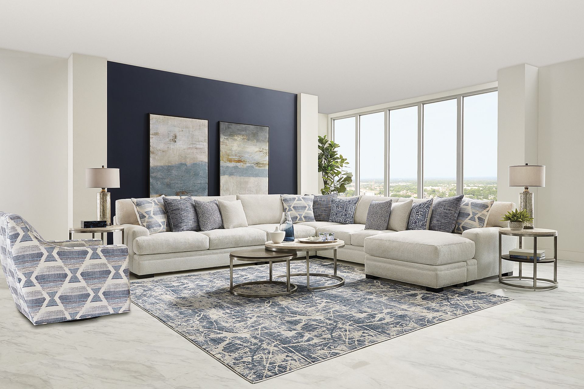 Bedford Park Ivory 4 Pc Sectional with Chaise - Image 2