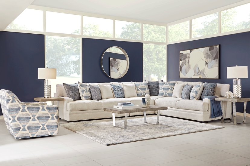 Cindy Crawford Home Bedford Park Ivory 5 Pc Sectional Living Room