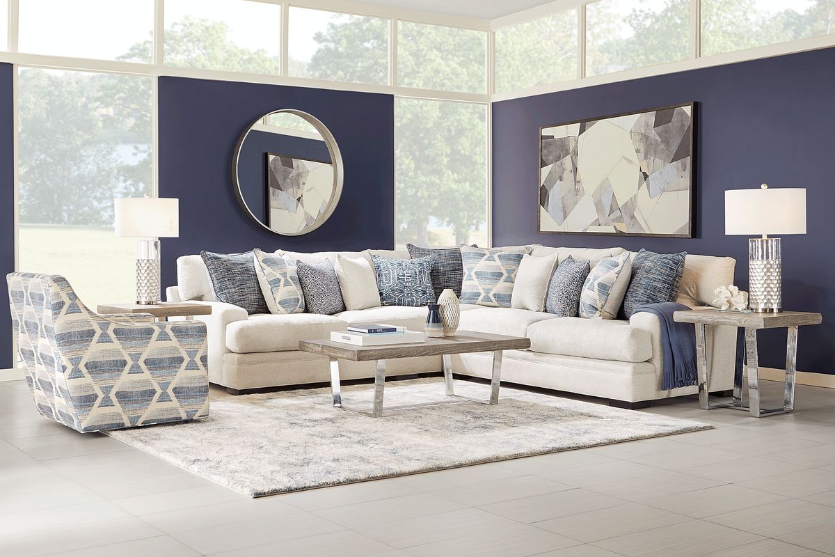 Cindy Crawford Home Bedford Park Ivory 6 Pc Sectional Living Room