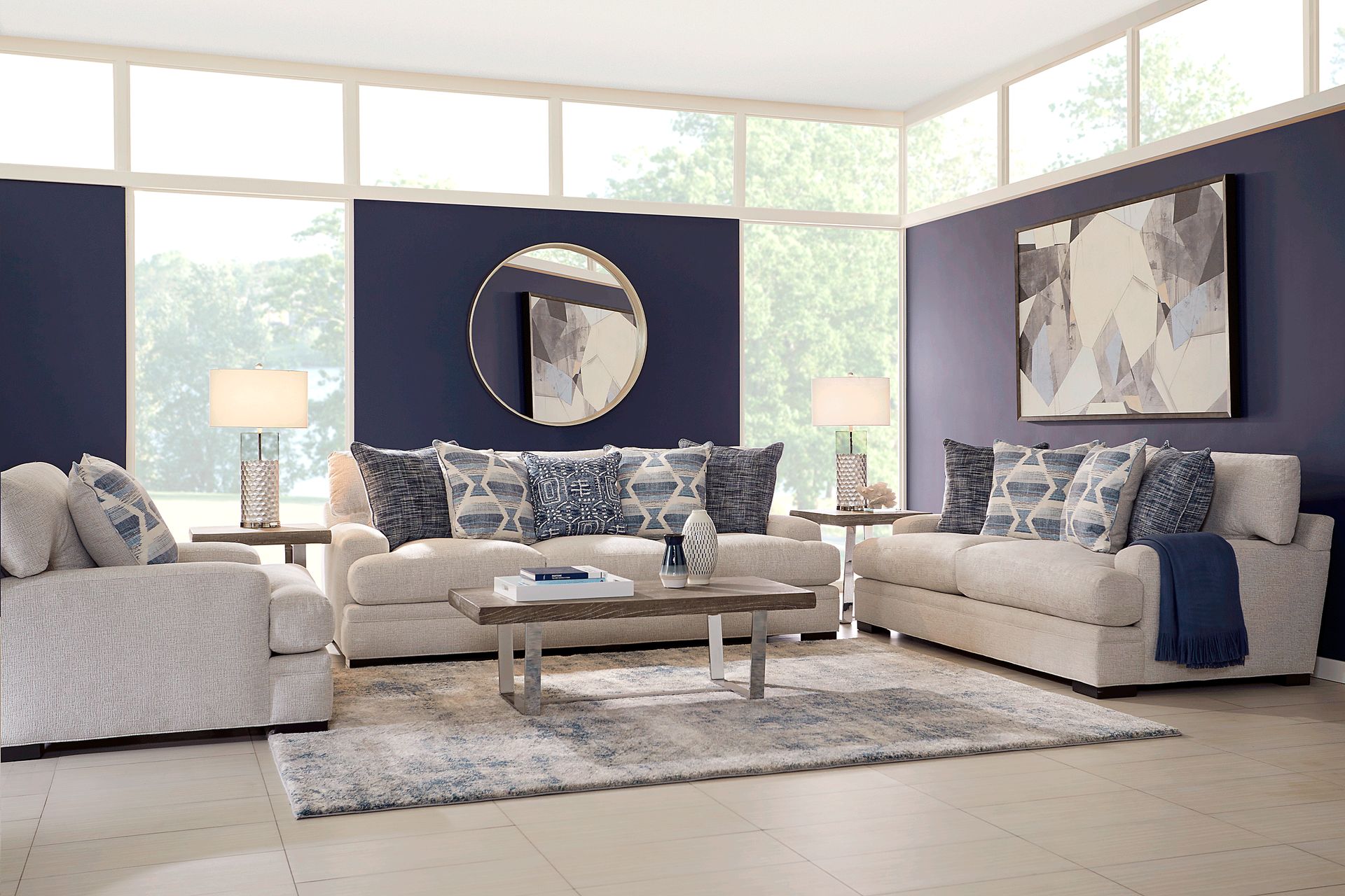 Cindy Crawford Home Bedford Park Ivory 7 Pc Living Room - Image 1