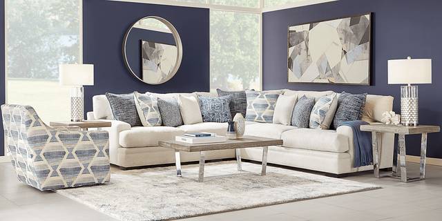 Cindy Crawford Home Bedford Park Ivory 7 Pc Sectional Living Room - Thumbnail - Image 1