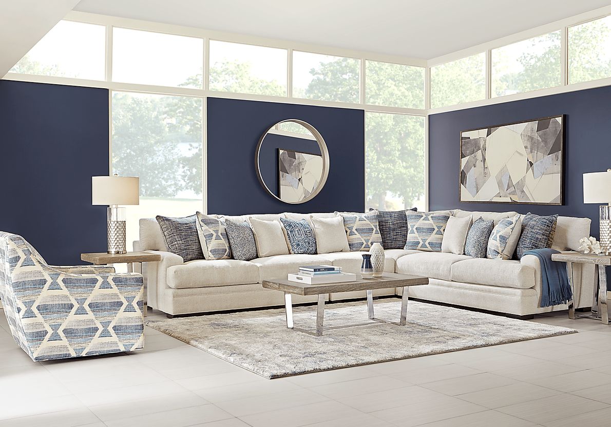 Cindy Crawford Home Bedford Park Ivory 7 Pc Sectional Living Room Rooms To Go
