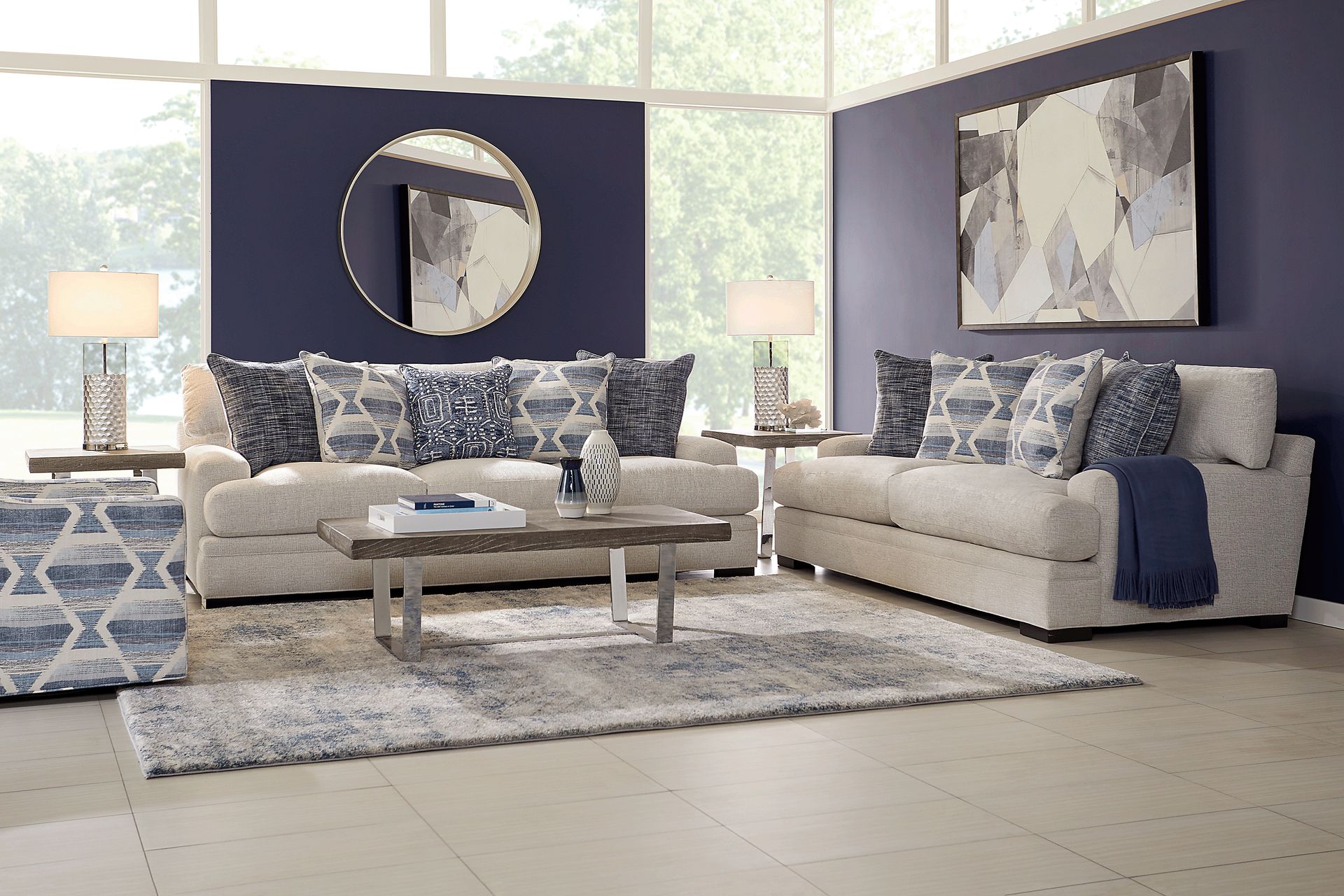 Cindy Crawford Home Bedford Park Ivory 8 Pc Living Room - Image 1