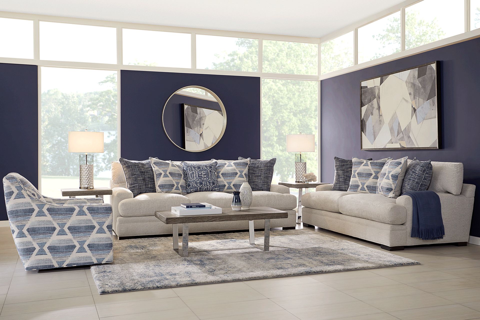 Cindy Crawford Home Bedford Park Ivory 8 Pc Living Room - Image 1