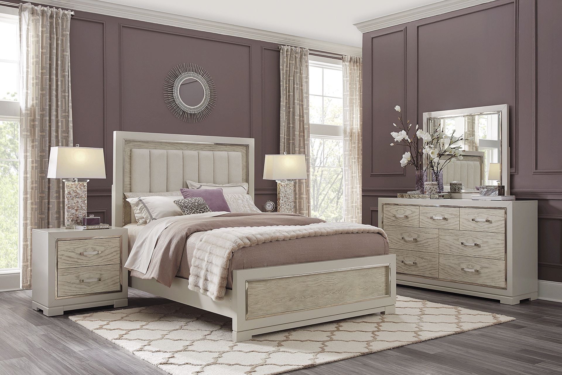 Cindy Crawford Home Bel Air Ivory 8 Pc Queen Panel Bedroom - Image 1
