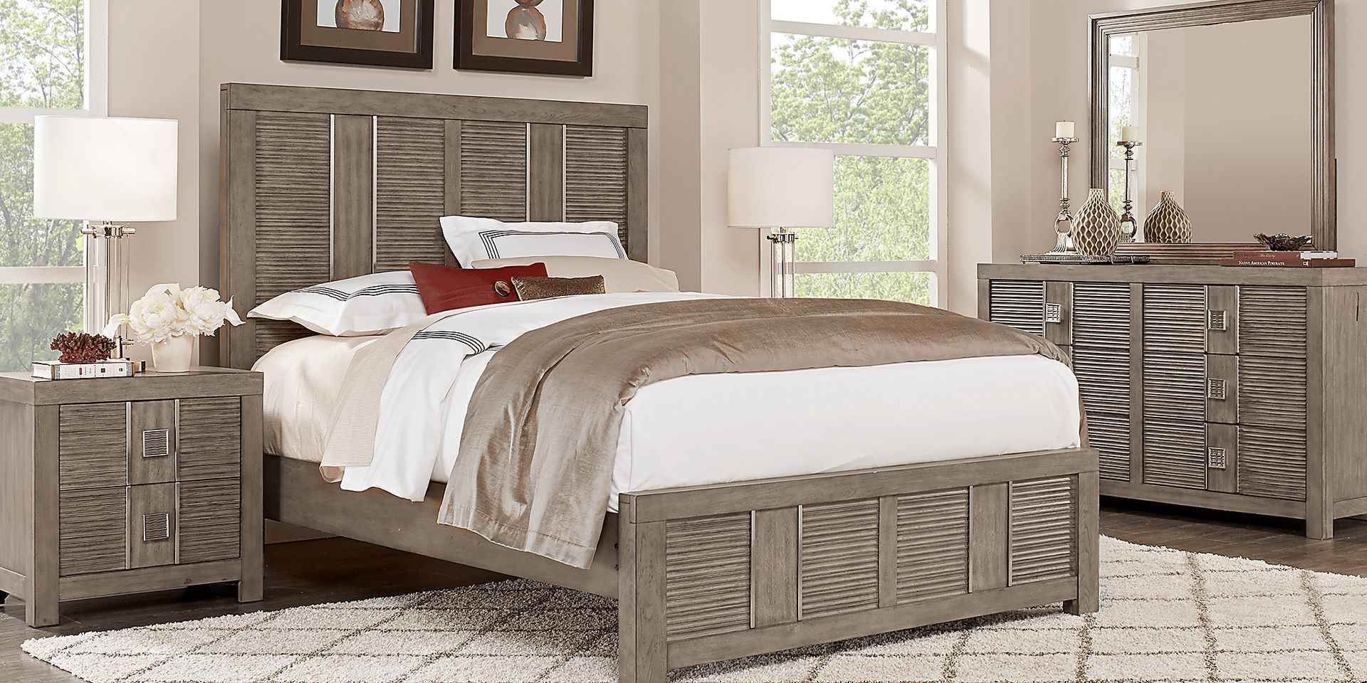 Cindy Crawford Home Belle Haven Gray 3 Pc Queen Panel Bed - Image 2