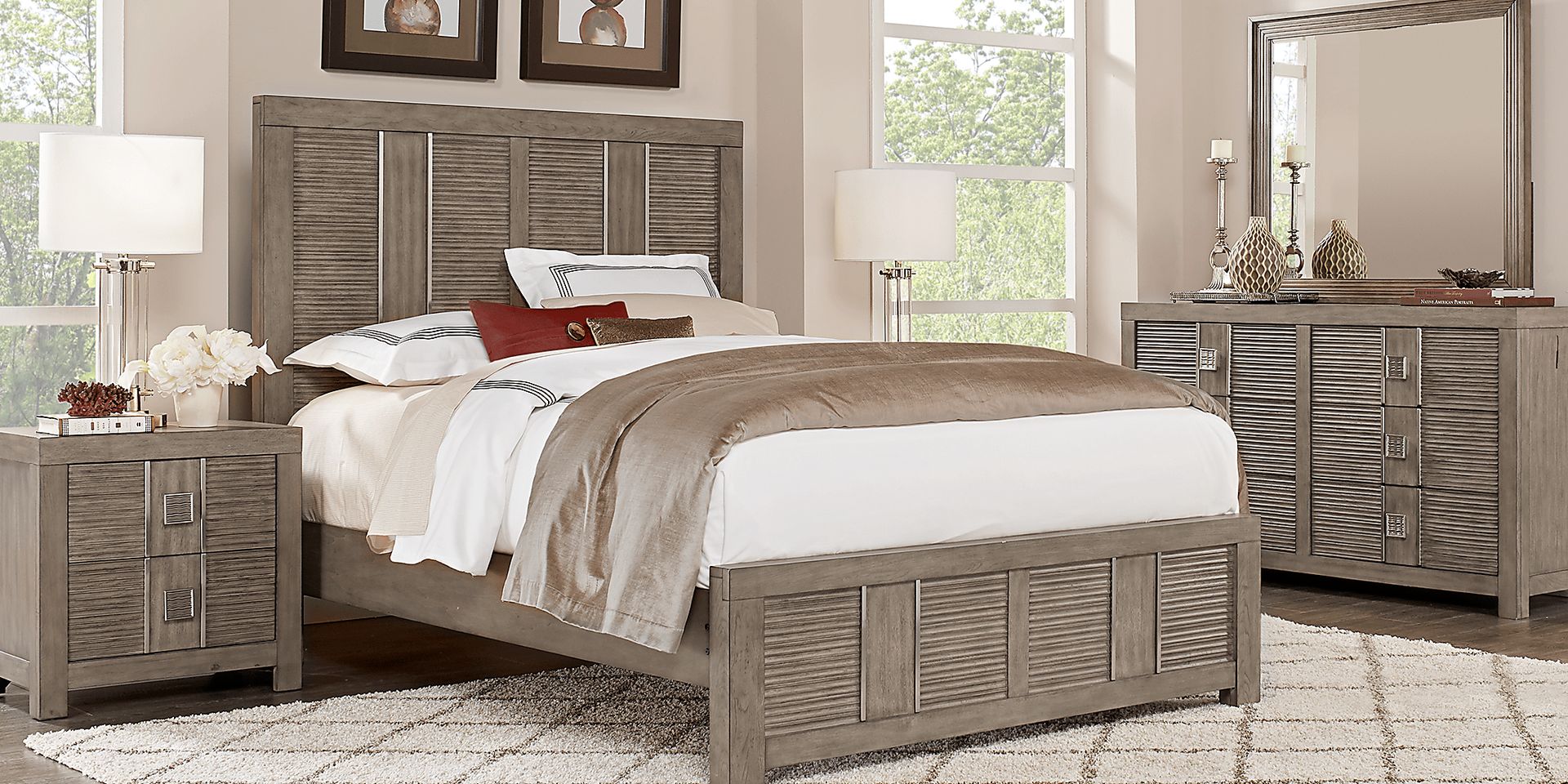 Cindy Crawford Home Belle Haven Gray 8 Pc Queen Panel Bedroom - Image 1