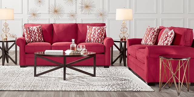 Cindy Crawford Home Bellingham Cardinal Microfiber 5 Pc Living Room - Thumbnail - Image 1
