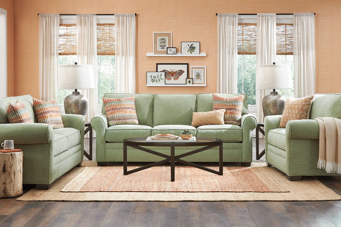 Cindy Crawford Bellingham 7 Pc Green Textured Living Room Set With