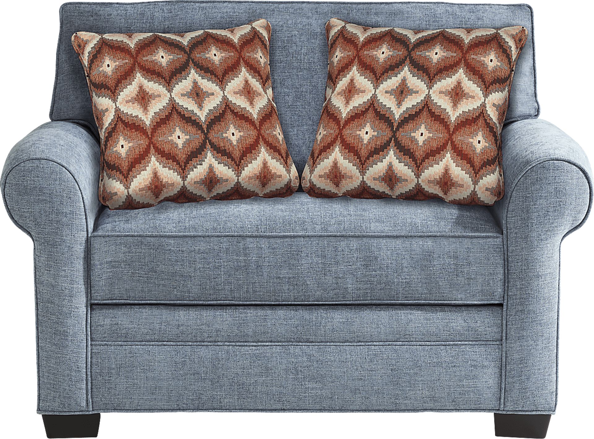 Cindy Crawford Bellingham Chambray Blue Chenille Fabric Sleeper Chair