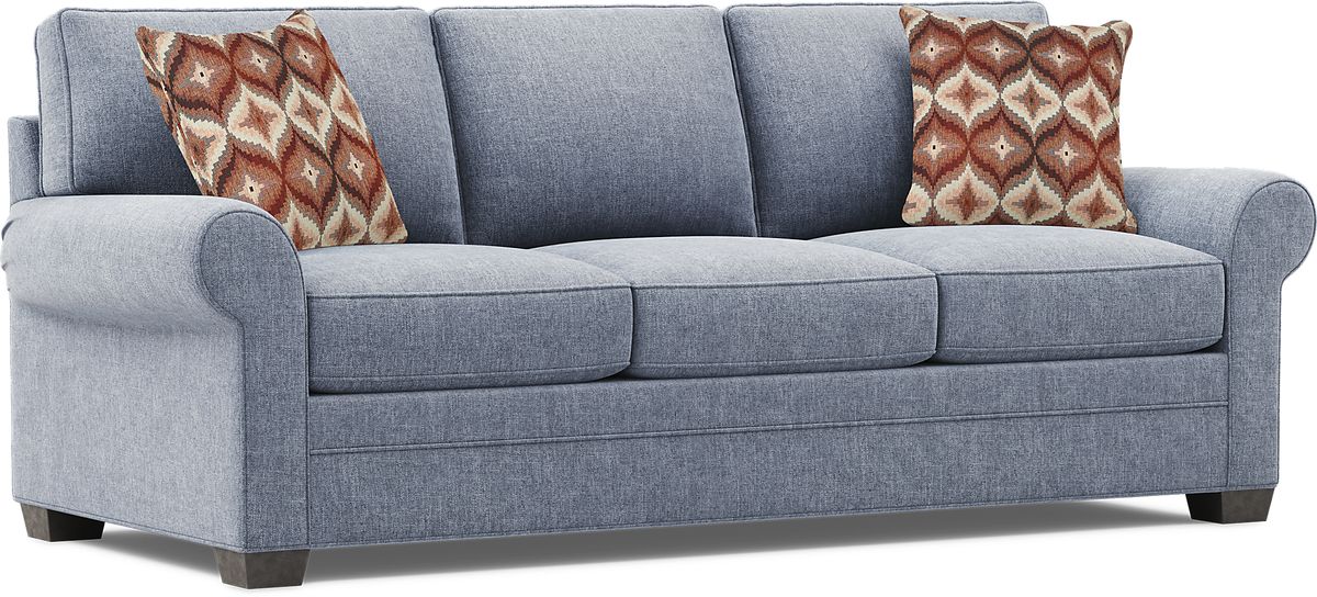 Cindy Crawford Bellingham Chambray Blue Chenille Fabric Sofa | Rooms to Go