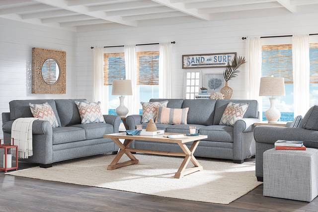Bellingham Denim Textured Loveseat - Thumbnail - Image 2