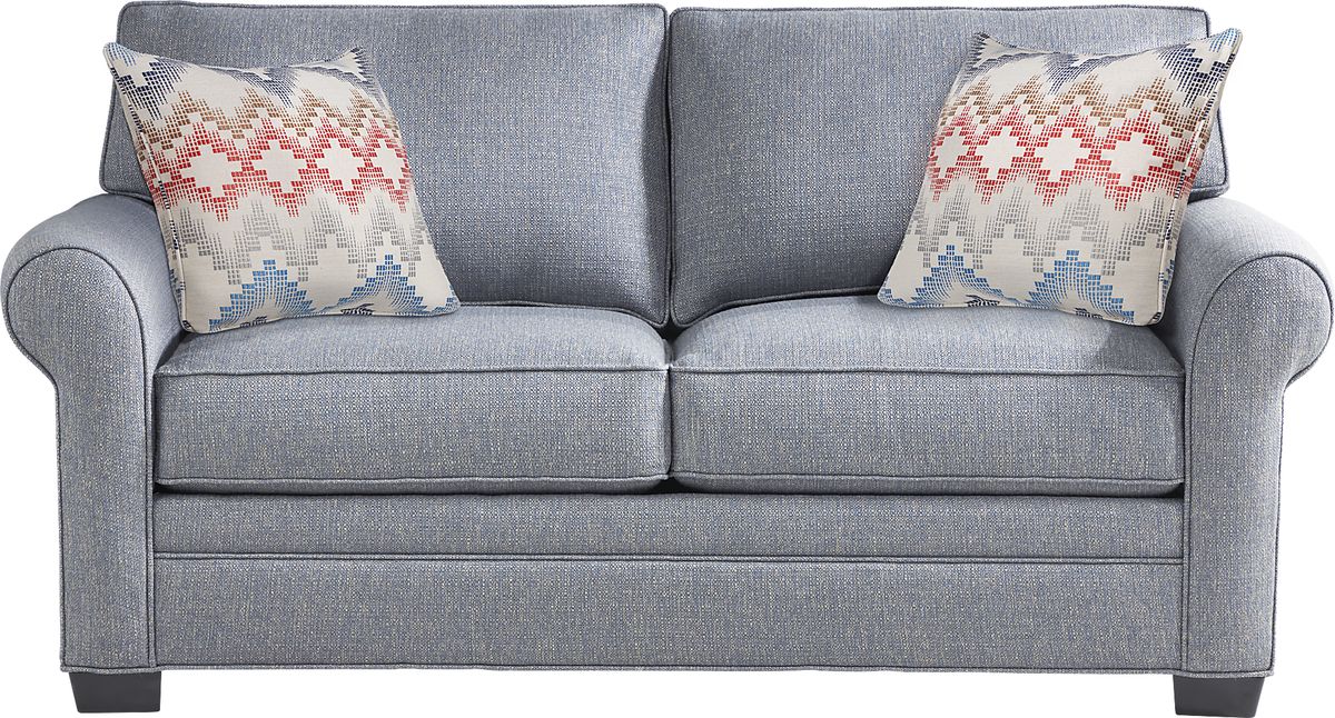 Cindy Crawford Bellingham Denim Blue Textured Sleeper Loveseat Rooms