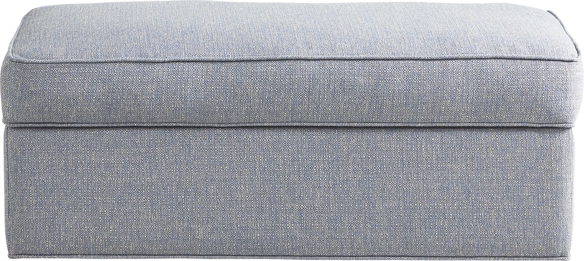 Cindy Crawford Bellingham Denim Blue Textured Storage Ottoman | Rooms to Go