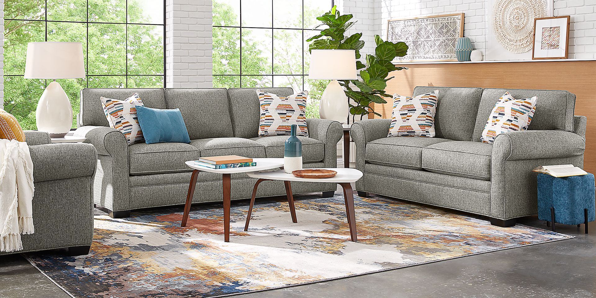 Cindy Crawford Bellingham Gray Textured Sofa | Rooms to Go