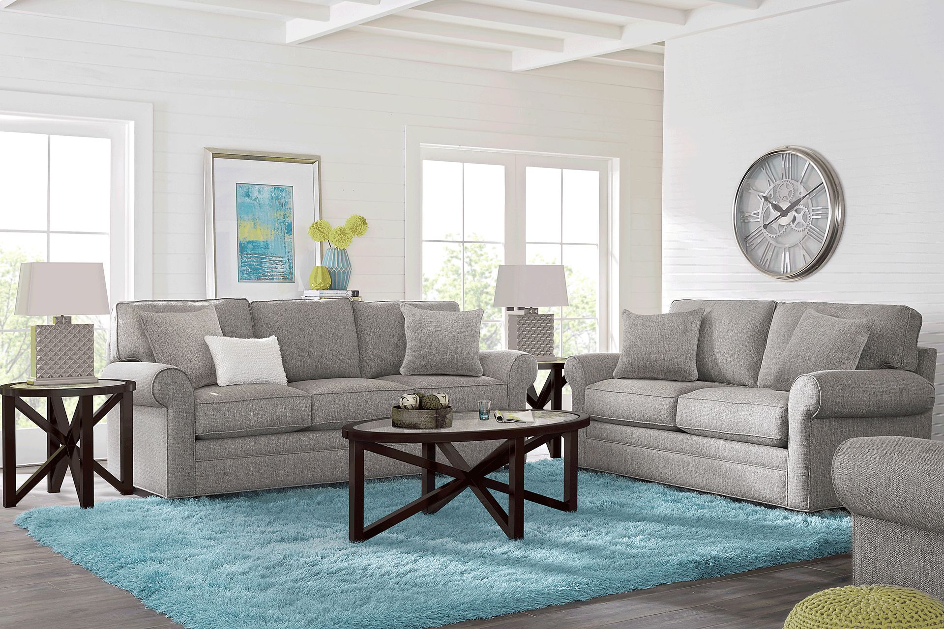 Cindy Crawford Home Bellingham Gray Textured 7 Pc Living Room - Image 1