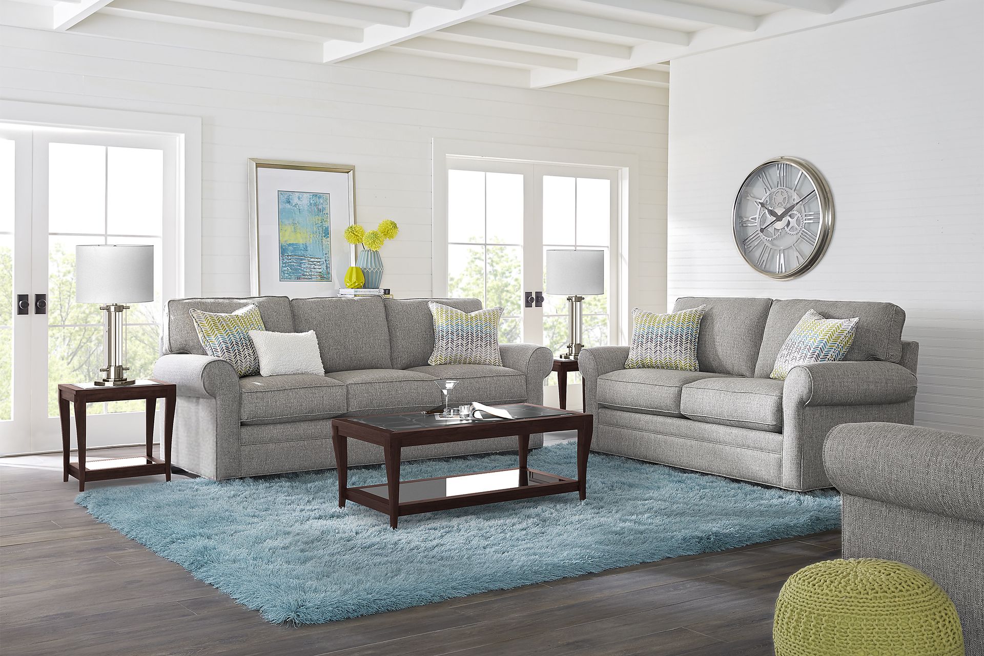 Cindy Crawford Home Bellingham Gray Textured 5 Pc Living Room - Image 1