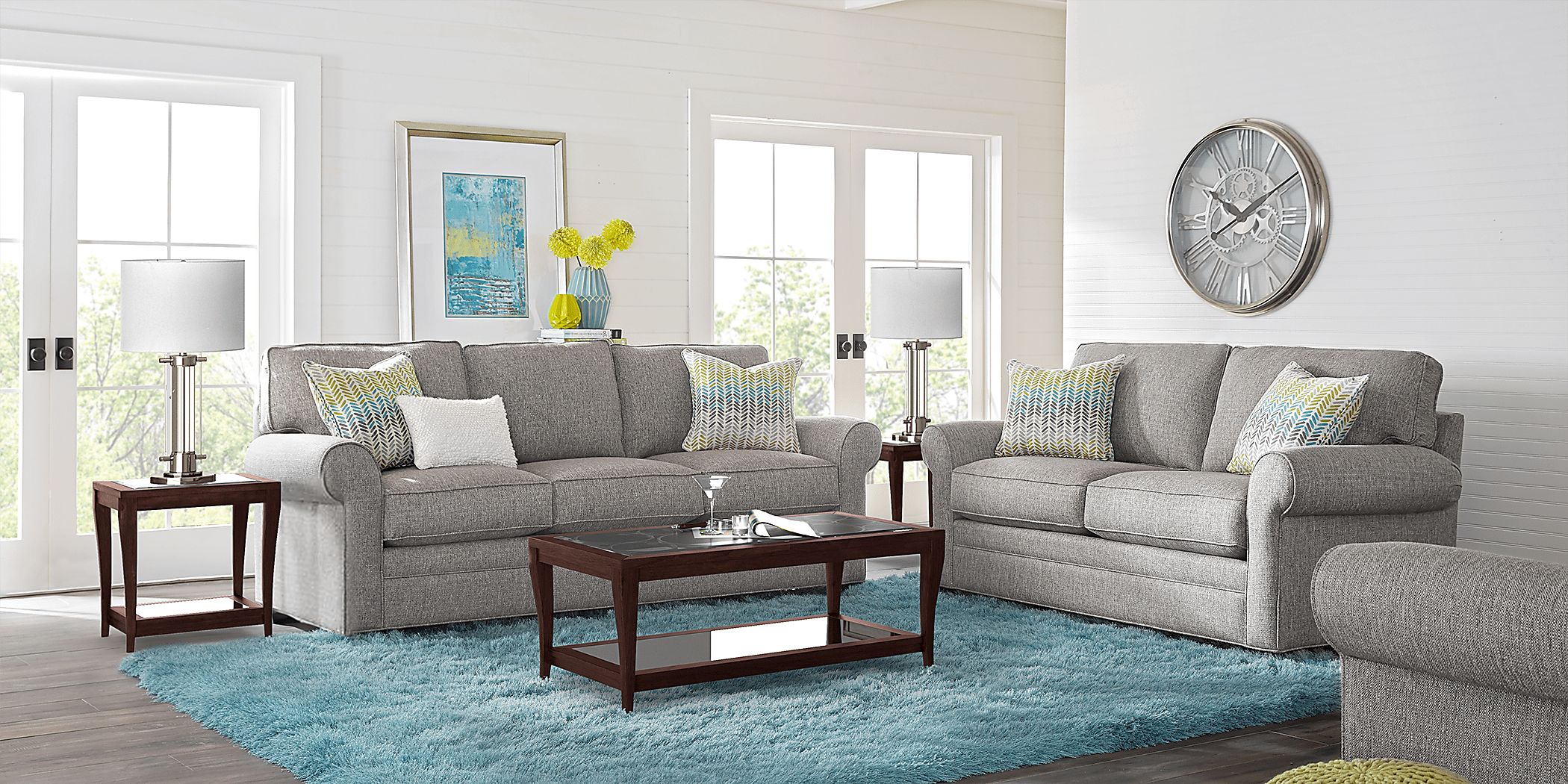Cindy Crawford Home Bellingham Gray Textured 5 Pc Living Room Rooms To Go