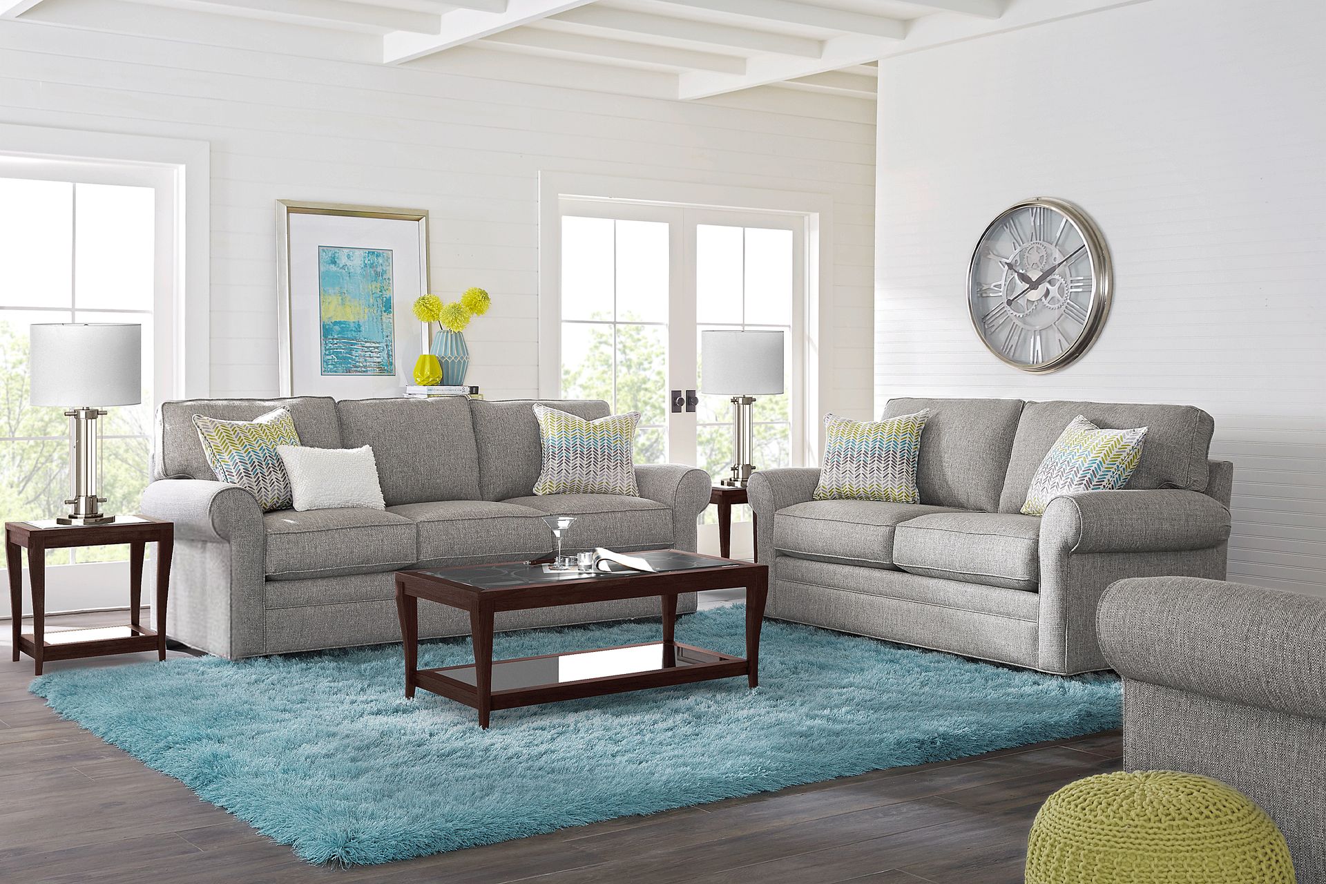 Cindy Crawford Home Bellingham Gray Textured 5 Pc Living Room - Image 1