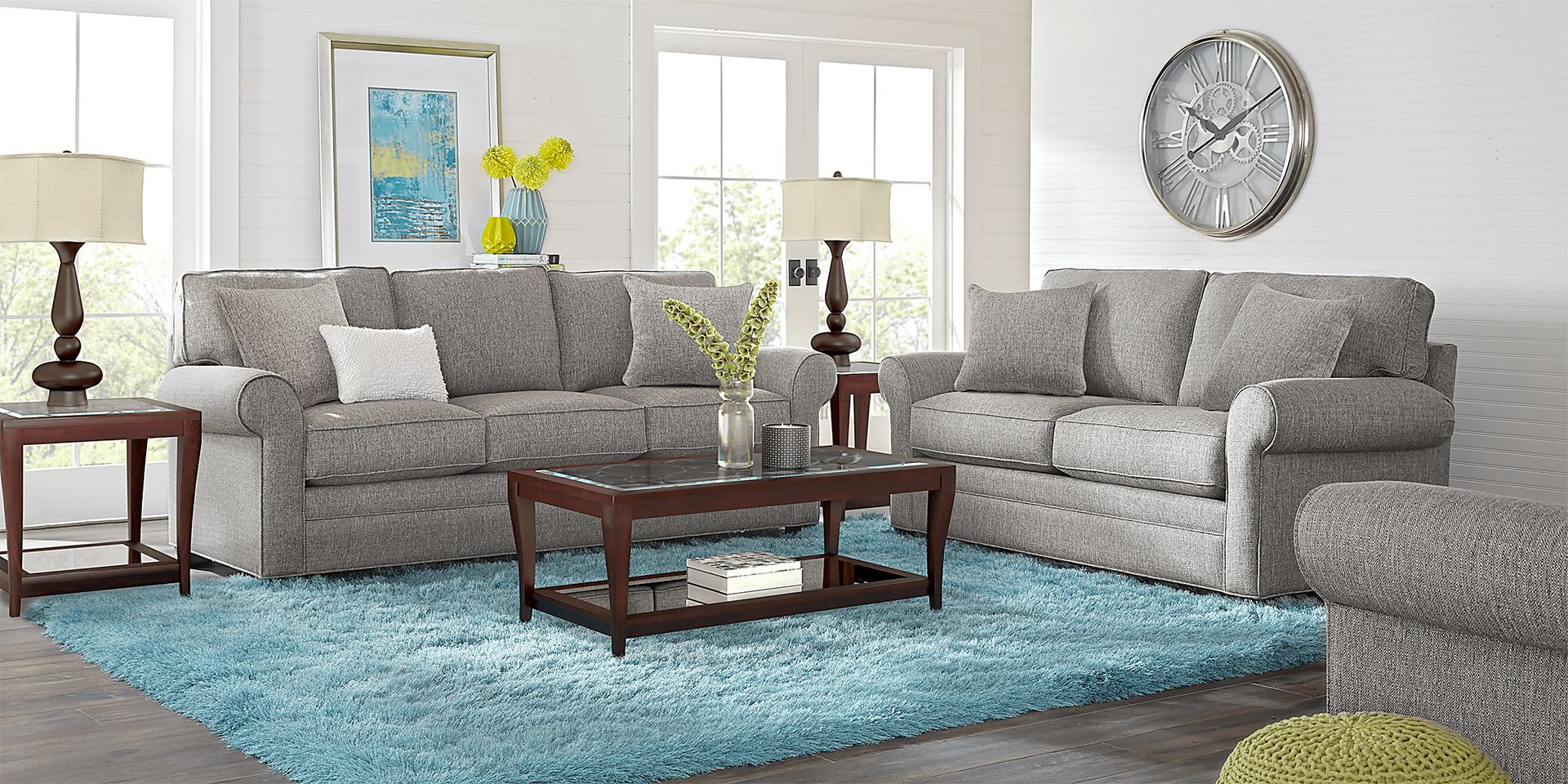 Cindy Crawford Home Bellingham Gray Textured 5 Pc Living Room - Image 1