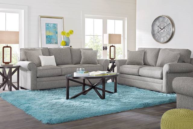 Bellingham Gray Textured 7 Pc Living Room with Gel Foam Sleeper Sofa - Thumbnail - Image 1