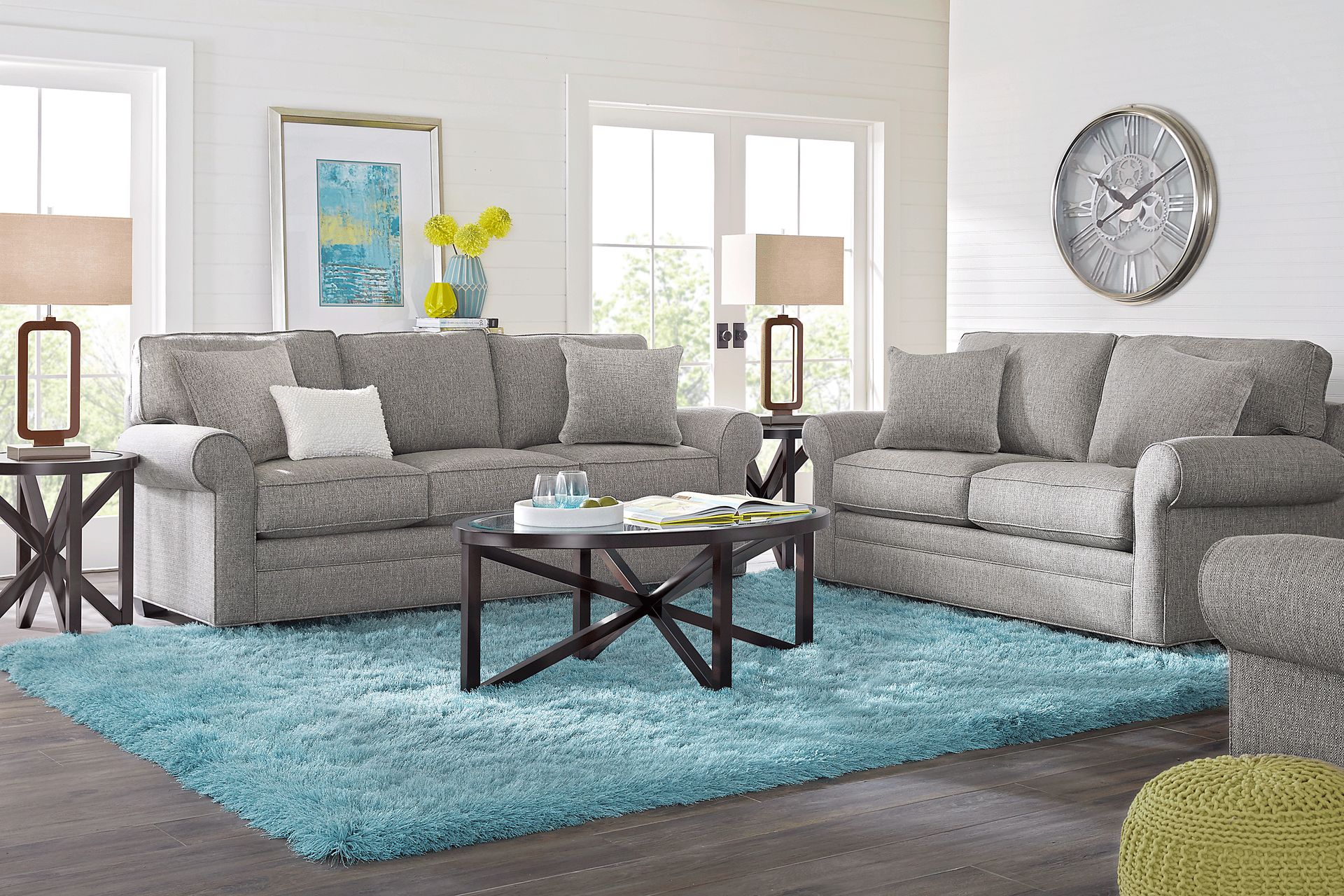 Cindy Crawford Home Bellingham Gray Textured 8 Pc Living Room - Image 1