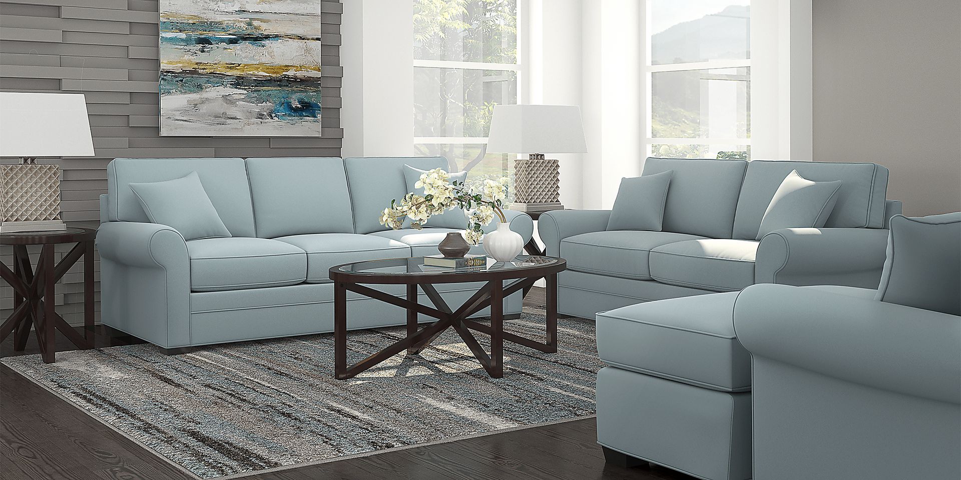 Cindy Crawford Home Bellingham Hydra Microfiber 7 Pc Living Room - Image 1