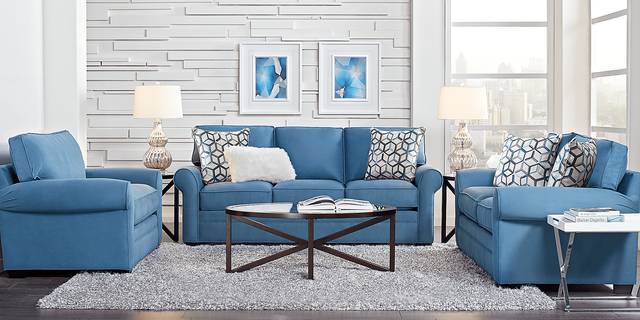 Cindy Crawford Home Bellingham Indigo Microfiber 7 Pc Living Room - Thumbnail - Image 1