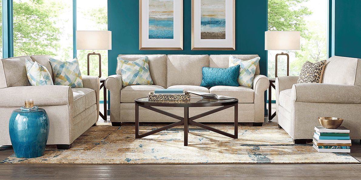 Cindy Crawford Bellingham 7 Pc Mushroom Brown Chenille Fabric Premium