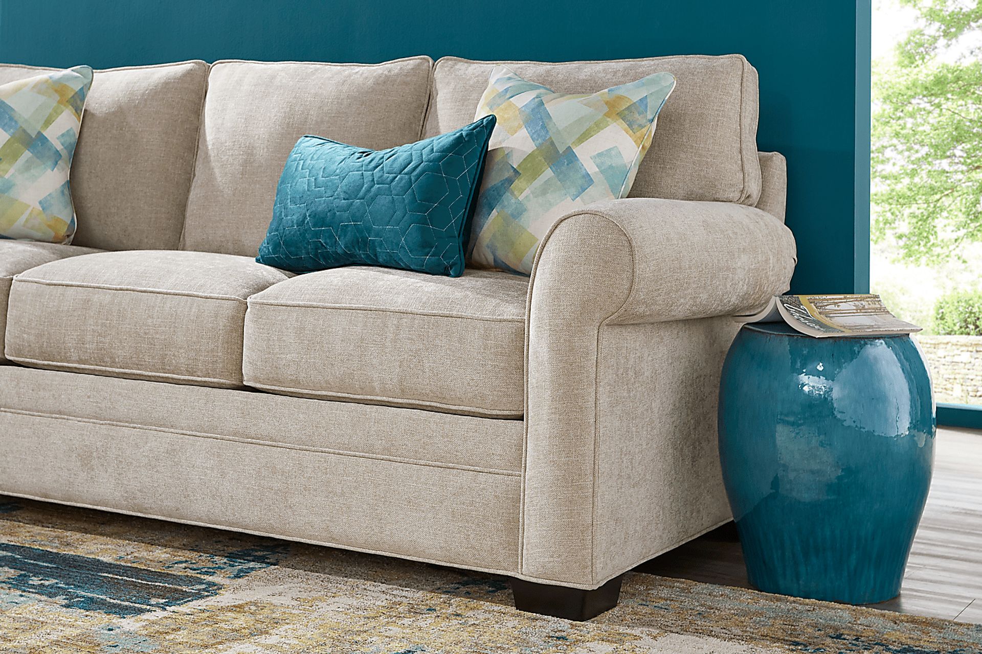 Cindy Crawford Bellingham Mushroom Brown Chenille Fabric Sofa Rooms to Go