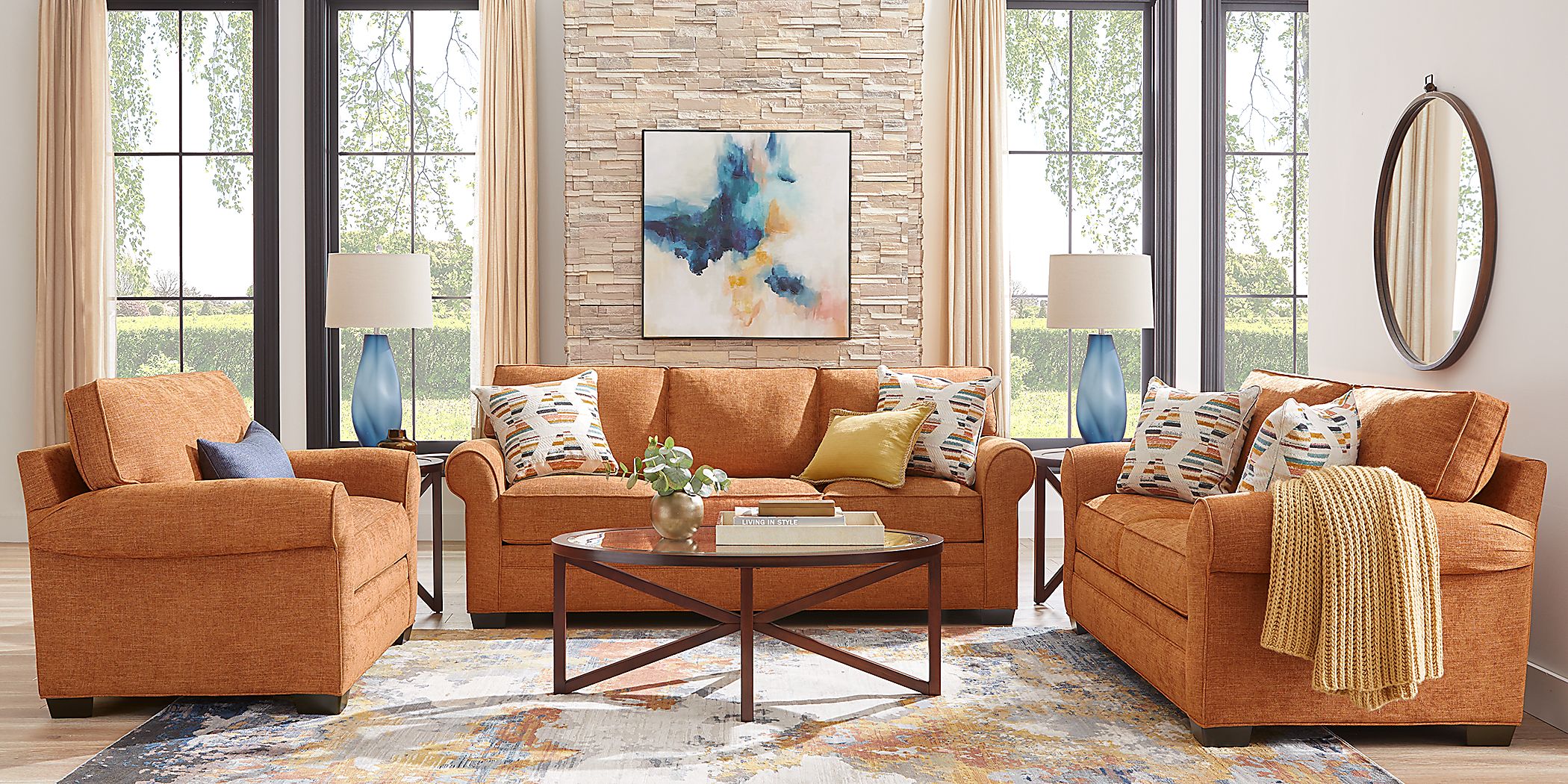 Cindy Crawford Home Bellingham Russet Textured 2 Pc Living Room
