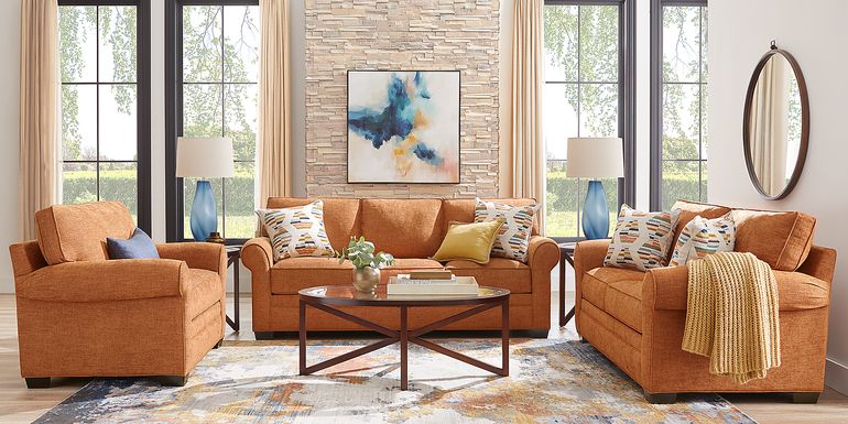 Cindy Crawford Home Bellingham Russet Textured 7 Pc Living Room with Gel Foam Sleeper Sofa