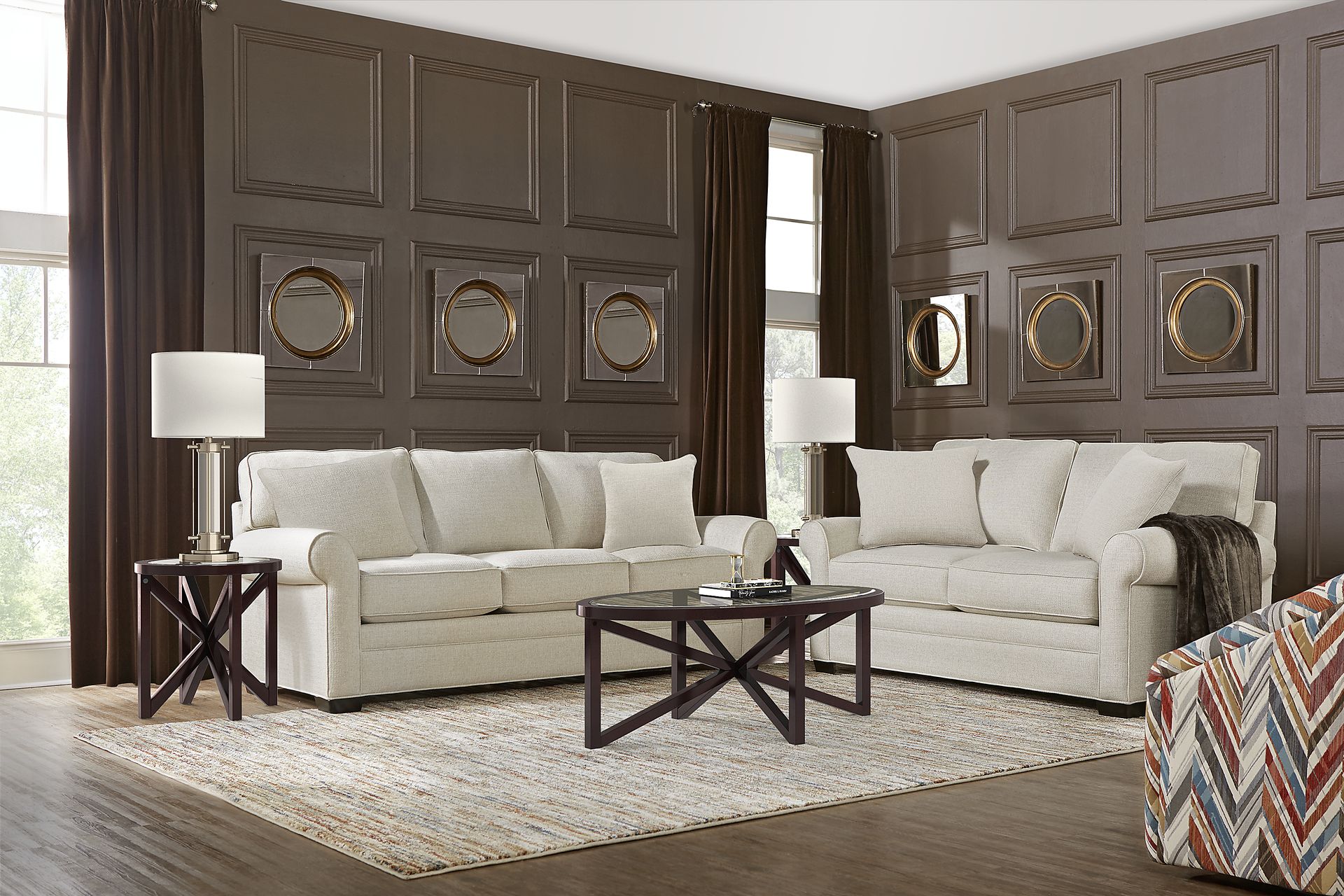 Bellingham Sand Textured 7 Pc Living Room with Gel Foam Sleeper Sofa - Image 1