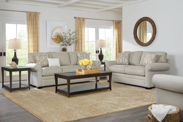 Cindy Crawford Home Bellingham Sand Textured 7 Pc Living Room with Gel Foam Sleeper Sofa - Thumbnail - Image 1