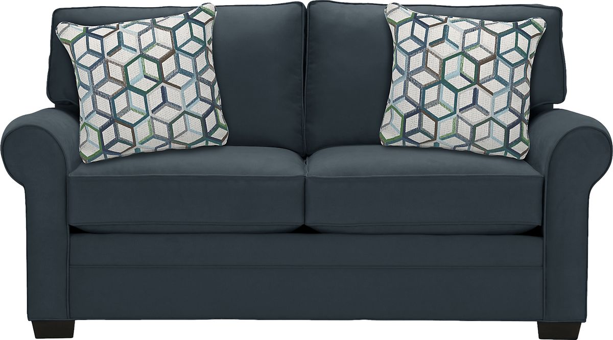 Cindy Crawford Bellingham 7 Pc Sapphire Blue Microfiber Living Room Set