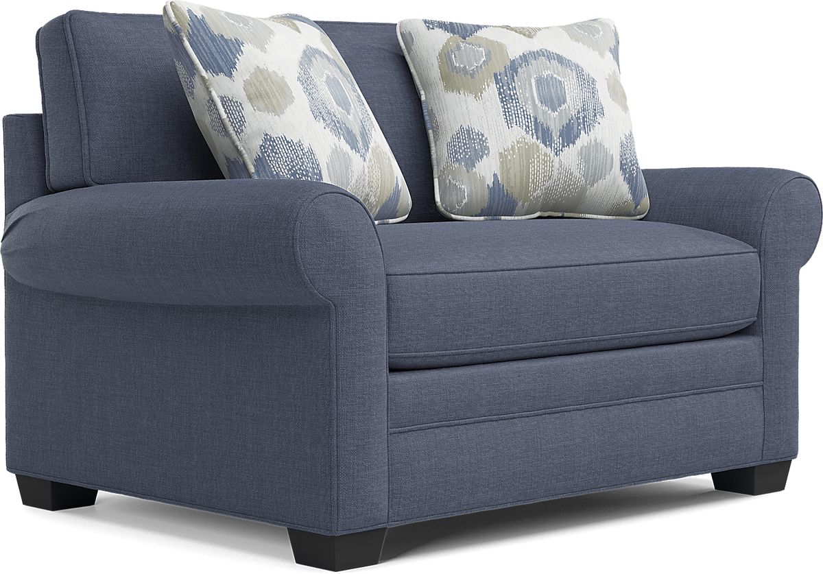 Cindy Crawford Bellingham Sapphire Blue Chenille Fabric Sleeper Chair ...