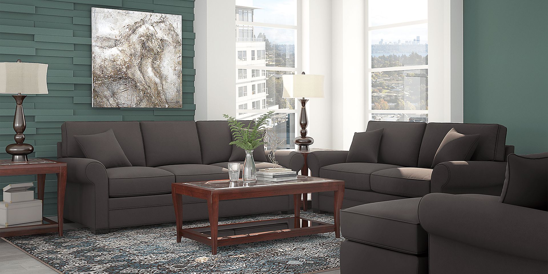 Cindy Crawford Home Bellingham Slate 5 Pc Living Room - Image 1