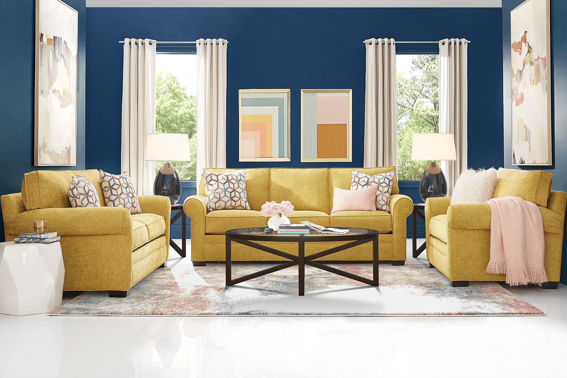 Bellingham Sunflower Textured Chenille 2 Pc Living Room - Image 1