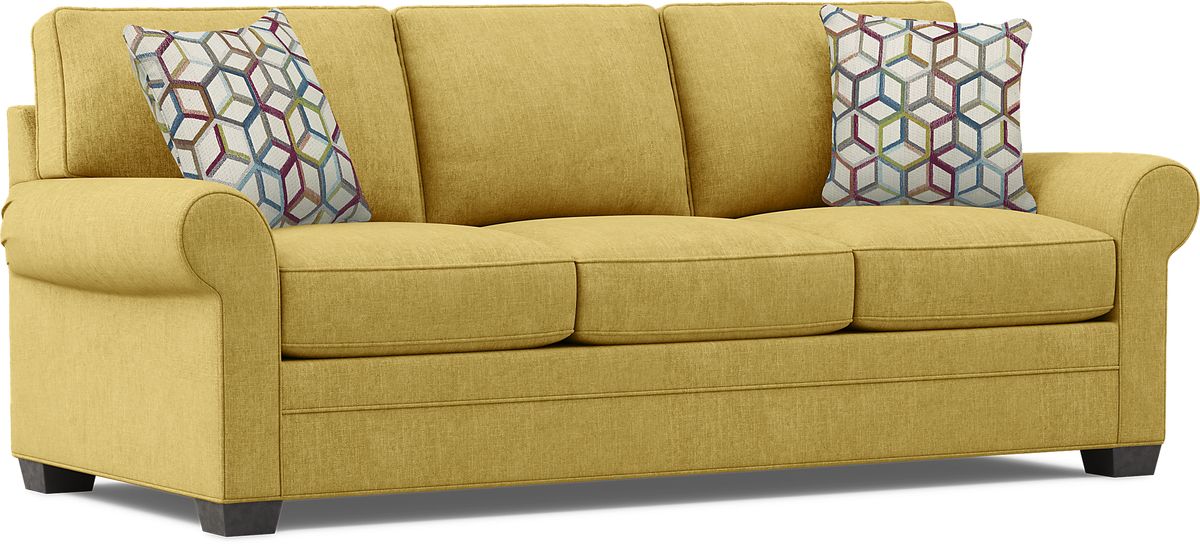 Cindy Crawford Bellingham Sunflower Yellow Chenille Fabric Sleeper Sofa ...