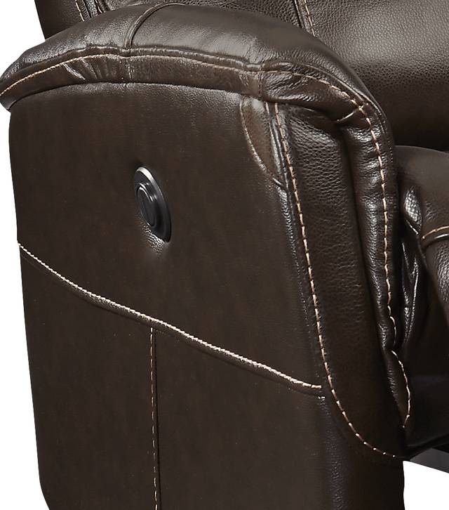Cindy Crawford Home Bello Brown Leather Power Swivel Glider Recliner - Thumbnail - Image 3