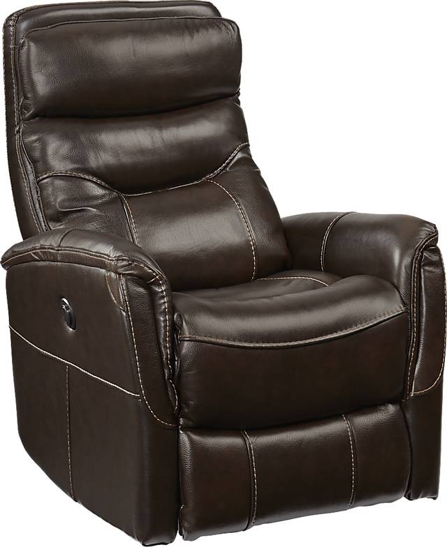 Cindy Crawford Home Bello Brown Leather Power Swivel Glider Recliner - Thumbnail - Image 1