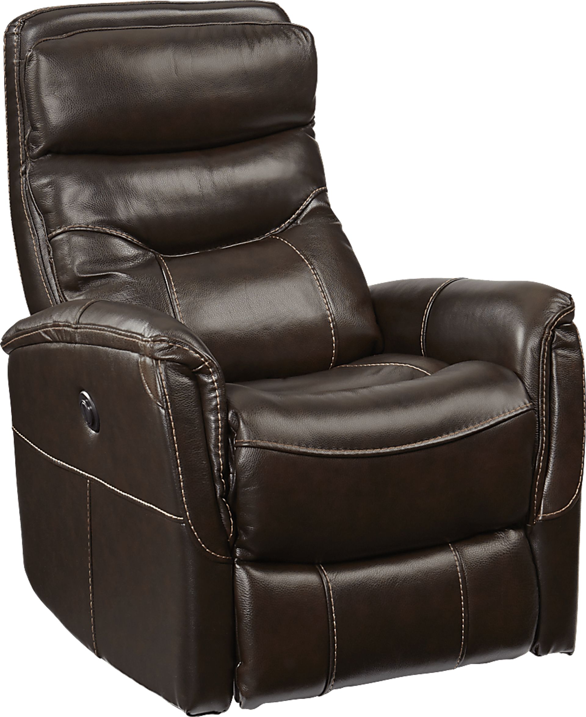 Cindy Crawford Home Bello Brown Leather Power Swivel Glider Recliner - Image 1