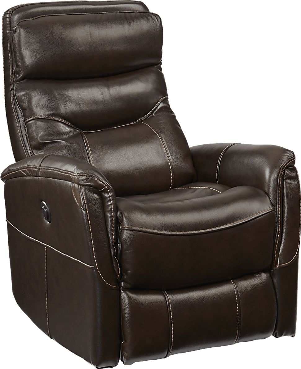 Cindy Crawford Bello Brown Leather Power Glider Recliner